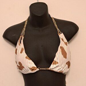 SHEIN Split Style Halter Top With Chain Accents Size Misses Medium